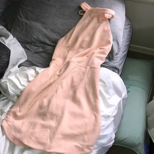 Peach body con dress with lace up back